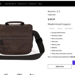 Tamrac Apache Shoulder Bag for DSLR and Mirrorless Cameras